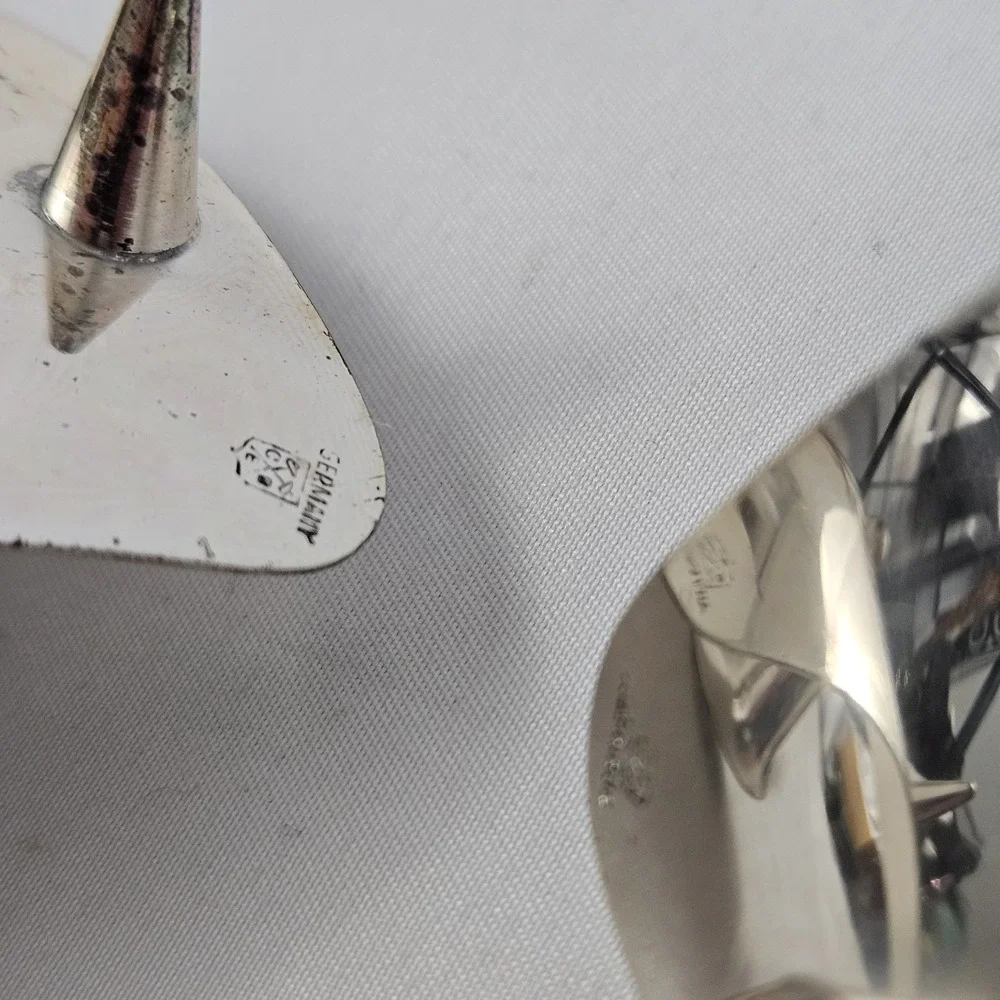 Vintage MCM Silver-Plate Candle Holders Danish Mid-Century Modern Atomic Germany